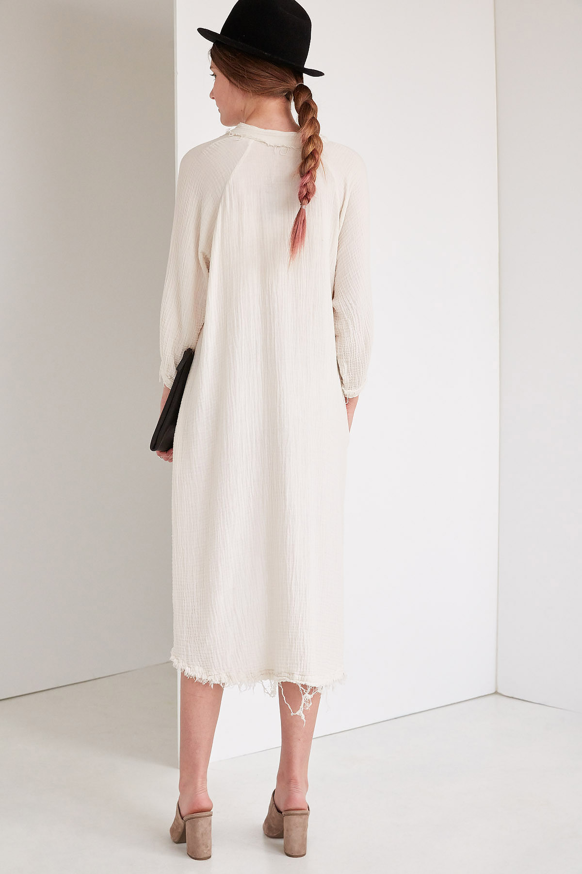 Black Crane Double Gauze Dress Eggshell Garmentory