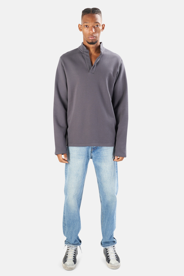 Blue&Cream Pop Collar Pullover Sweater - Ash | Garmentory