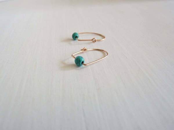Cinq Epi Turquoise Earrings - Gold