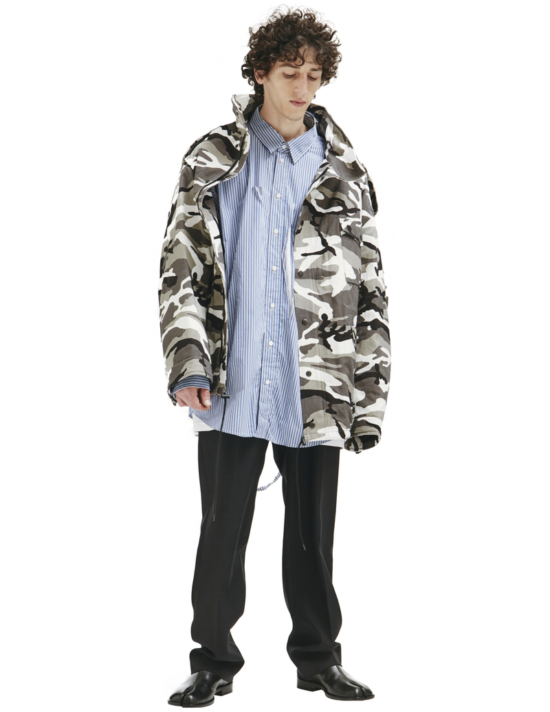 Balenciaga Off shoulder Camouflage print Military Parka | Garmentory