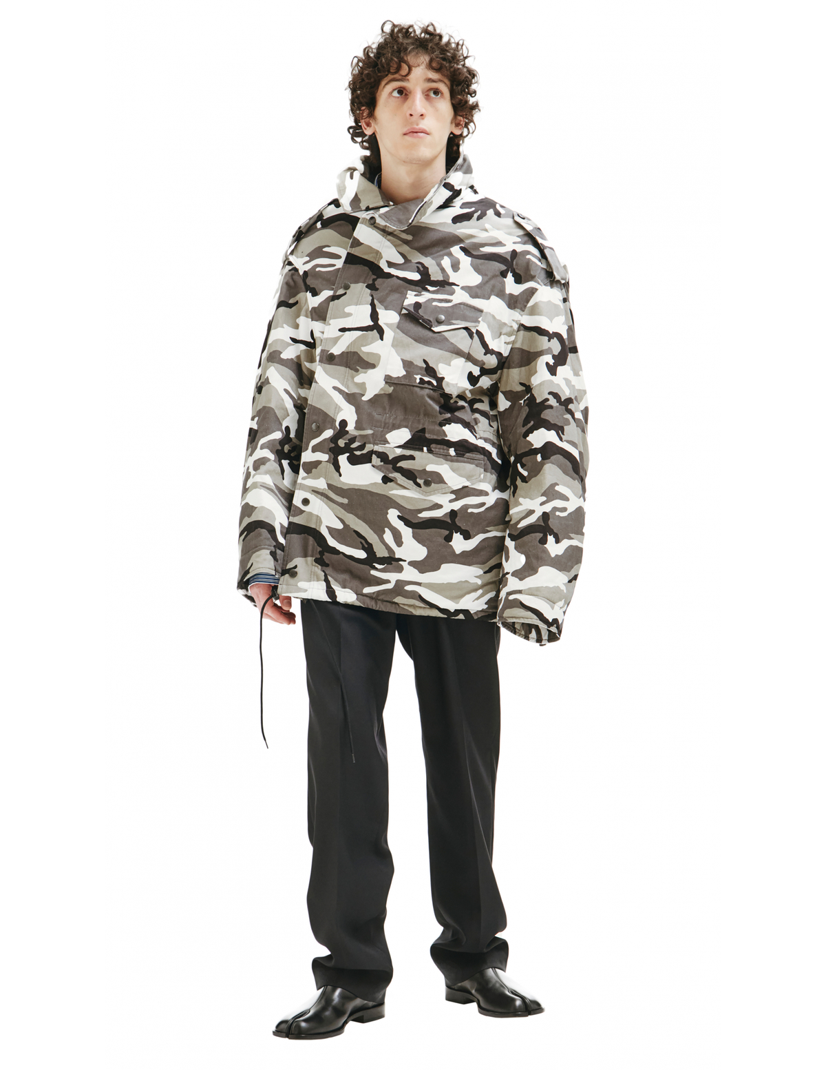 Balenciaga Off shoulder Camouflage print Military Parka | Garmentory