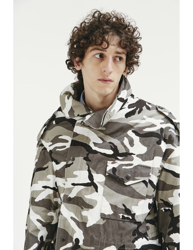 Balenciaga Off shoulder Camouflage print Military Parka | Garmentory