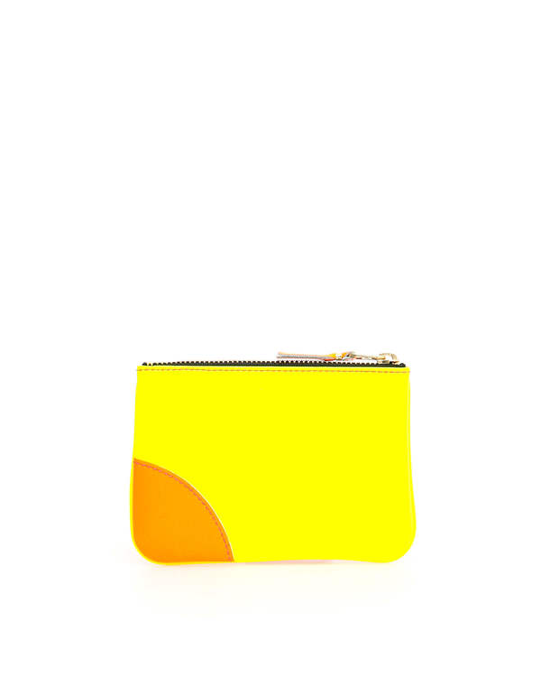 Comme des Garçons Leather Pouch with Zip Wallet - Yellow/Pink Comme des Garçons Leather Pouch with Zip Wallet - Yellow/Pink