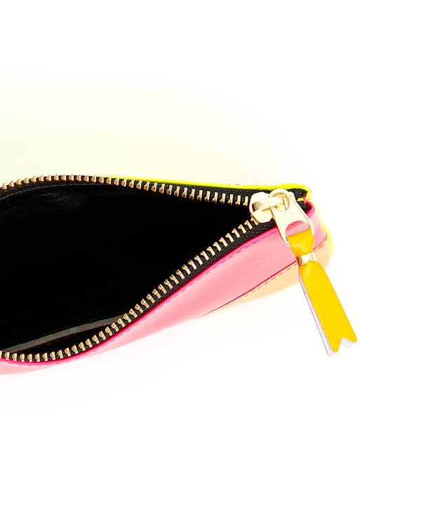 Comme des Garçons Leather Pouch with Zip Wallet - Yellow/Pink Comme des Garçons Leather Pouch with Zip Wallet - Yellow/Pink