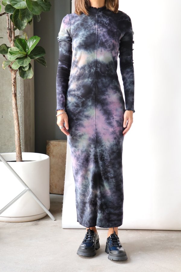 Raquel Allegra Long Sleeve Fitted Dress - Nebula Cloud Tie Dye on Garmentory