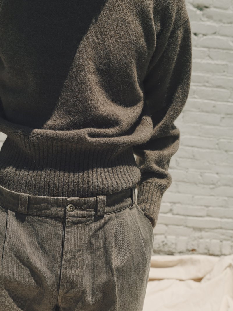 Taiga Takahashi Alpaca Wool Varsity Letterman Sweater - Gray