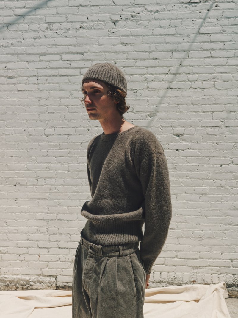 Taiga Takahashi Alpaca Wool Varsity Letterman Sweater - Gray