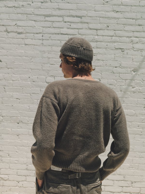 Taiga Takahashi Alpaca Wool Varsity Letterman Sweater - Gray