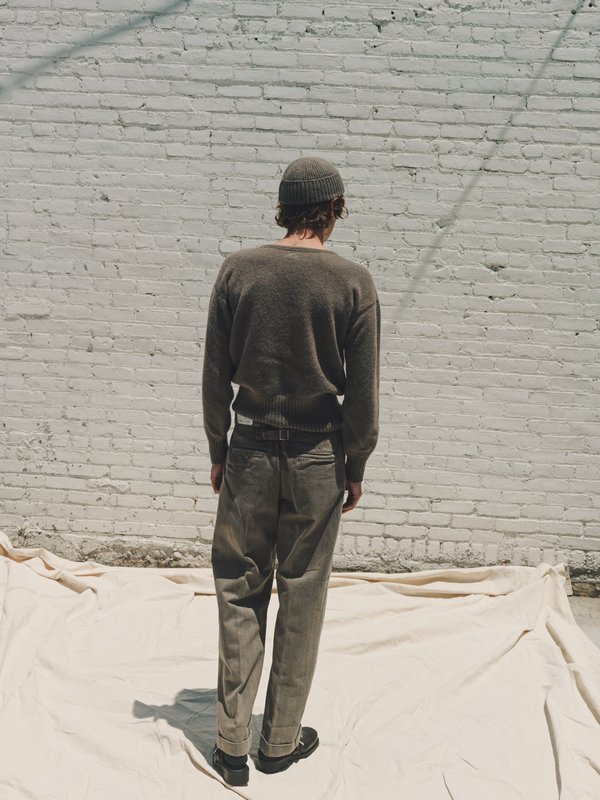 Taiga Takahashi Alpaca Wool Varsity Letterman Sweater - Gray