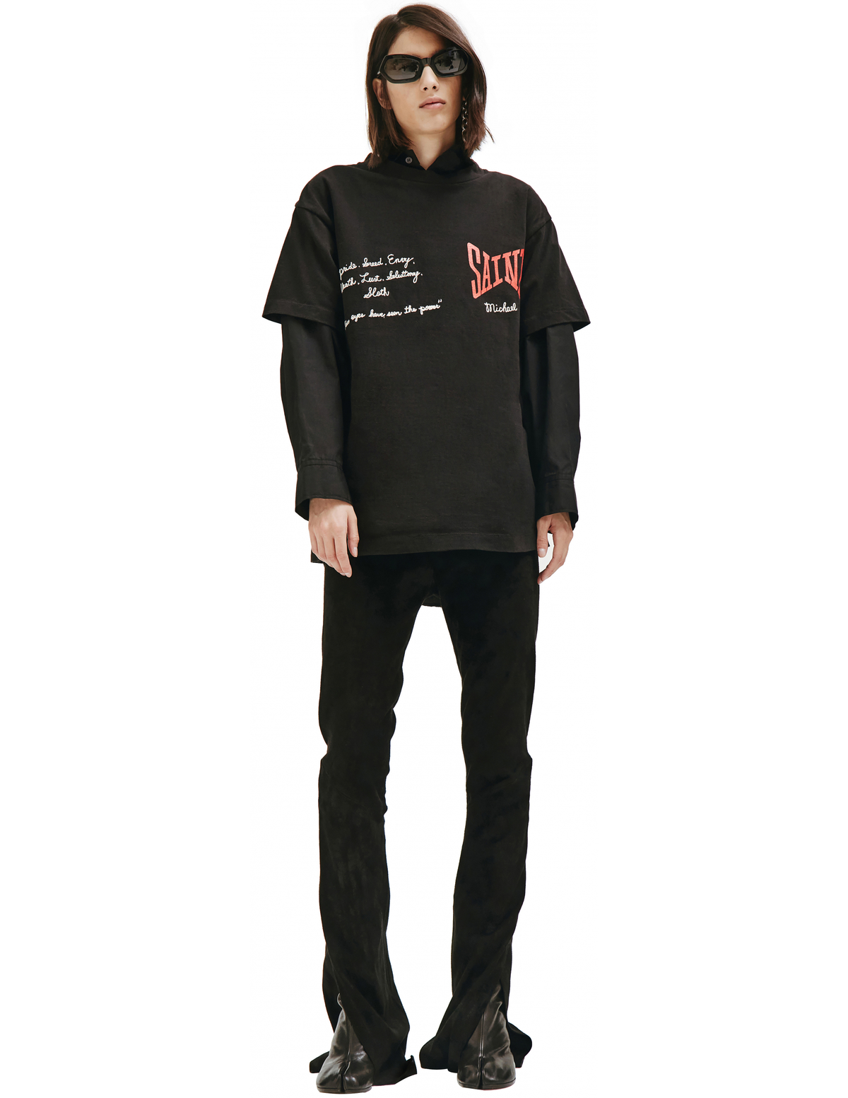 Saint Michael Black Printed T-shirt - black - Image 1 of 4