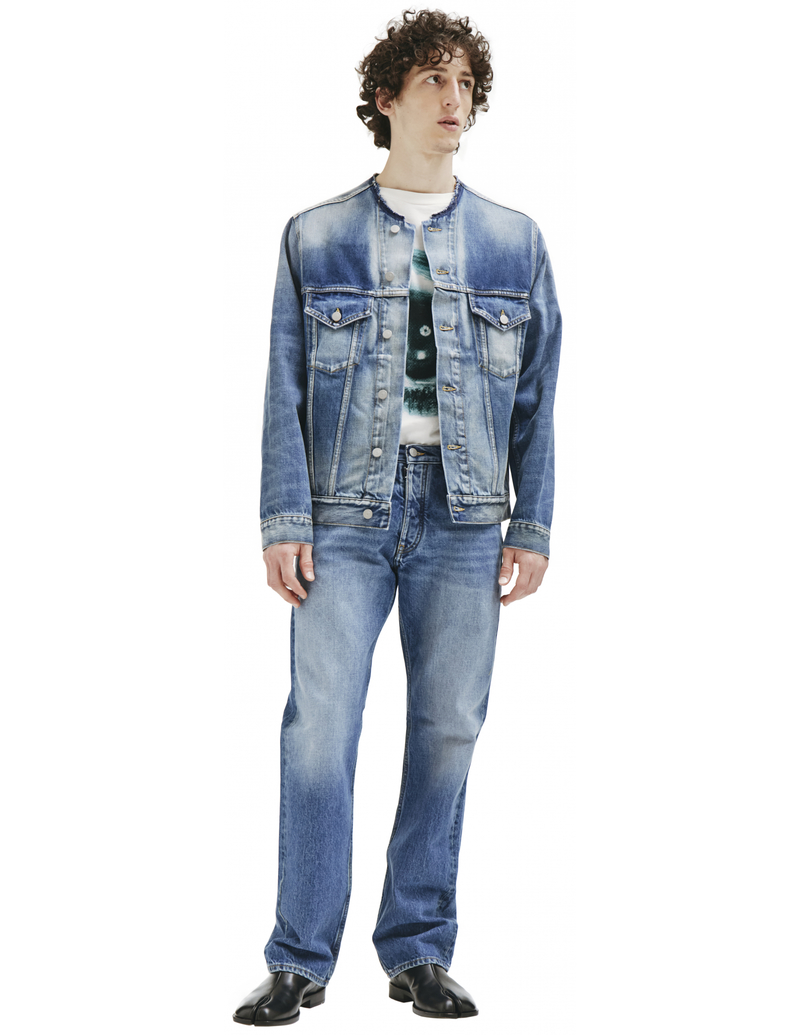 Maison Margiela Collarless Denim Jacket - Blue | Garmentory