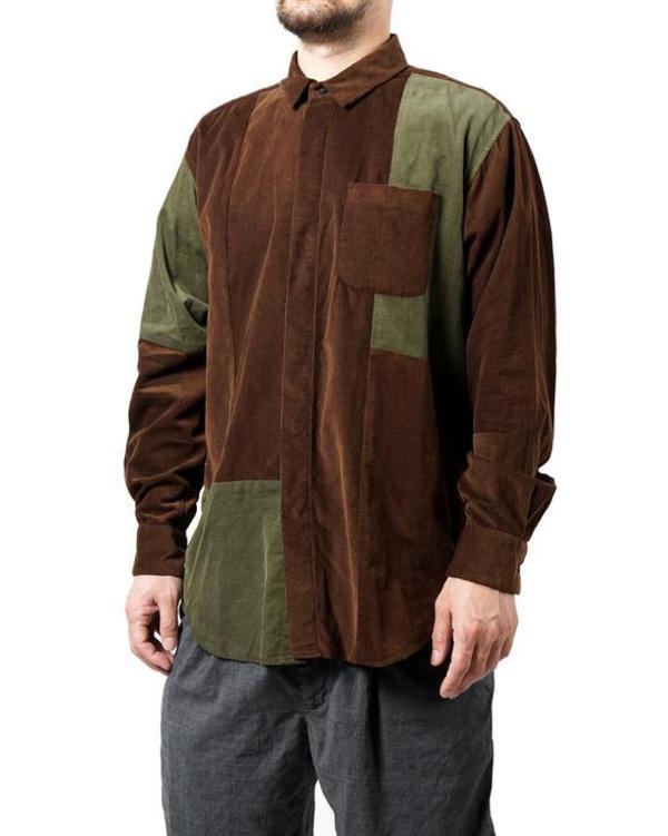 Engineered Garments Combo Short Collar Shirt - Brown Cotton 21W Corduroy Engineered Garments Combo Short Collar Shirt - Brown Cotton 21W Corduroy