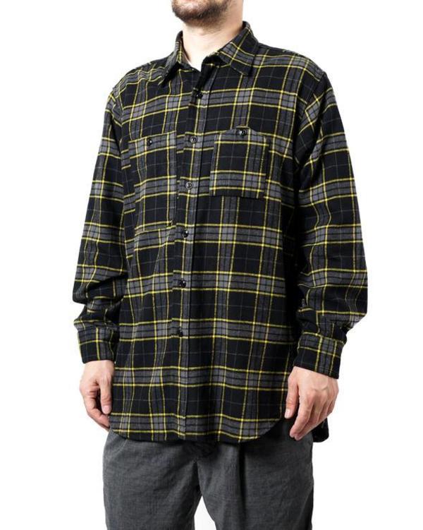 Engineered Garments Work Shirt - Black/Yellow Cotton Twill Plaid Engineered Garments Work Shirt - Black/Yellow Cotton Twill Plaid