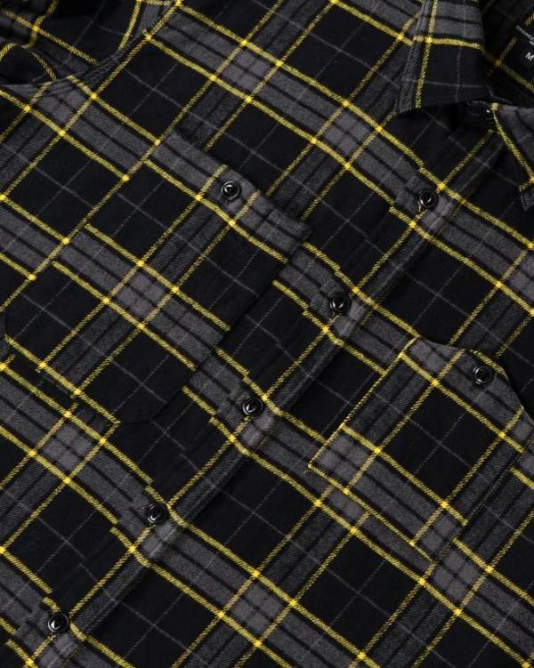 Engineered Garments Work Shirt - Black/Yellow Cotton Twill Plaid Engineered Garments Work Shirt - Black/Yellow Cotton Twill Plaid