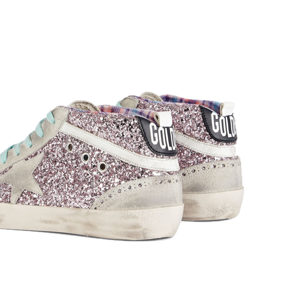 Golden Goose Mid Star Glitter Upper Suede Pink/Ice/Night Blue