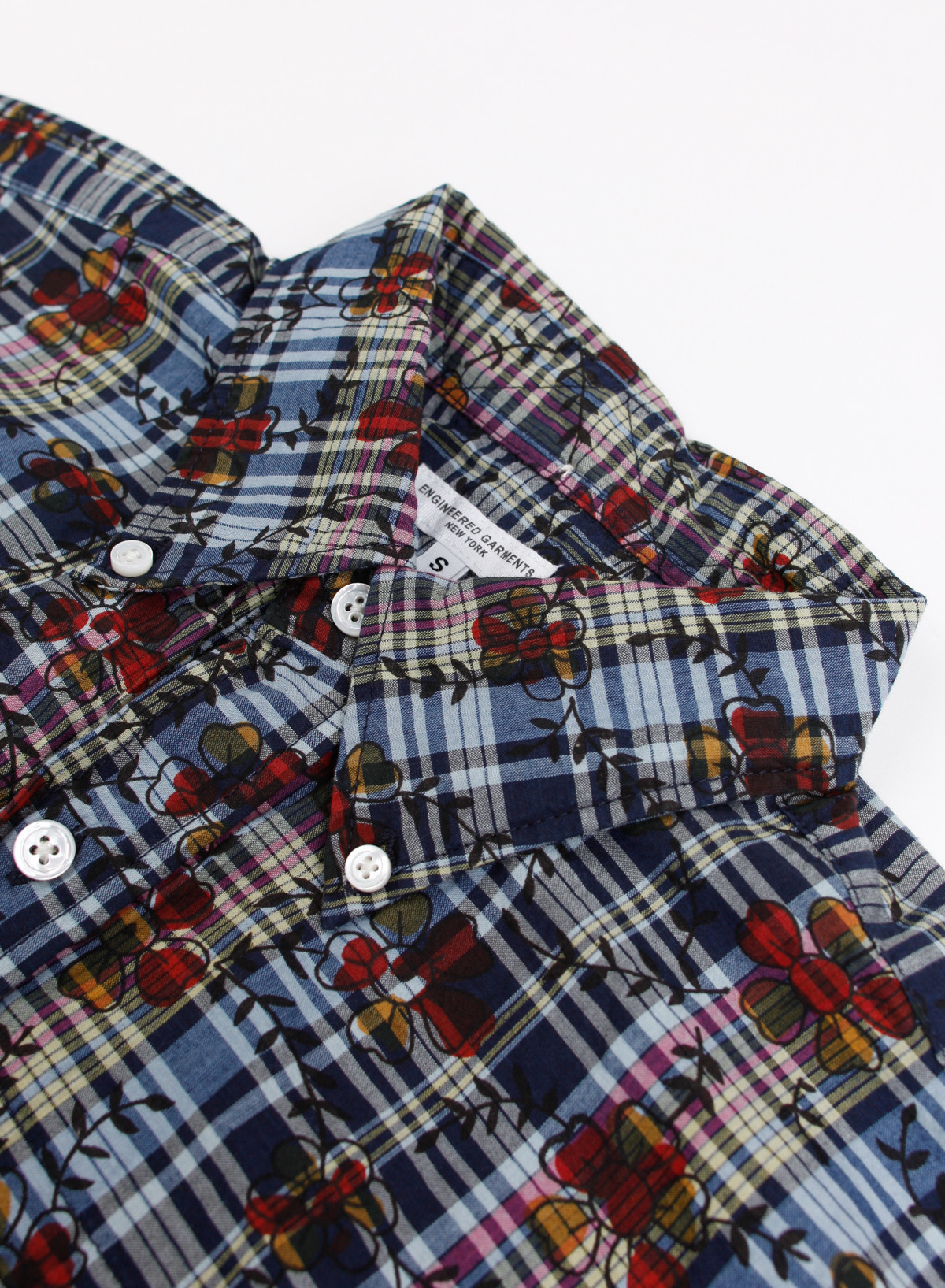 Engineered Garments Madras Popover Short Sleeve Button Down