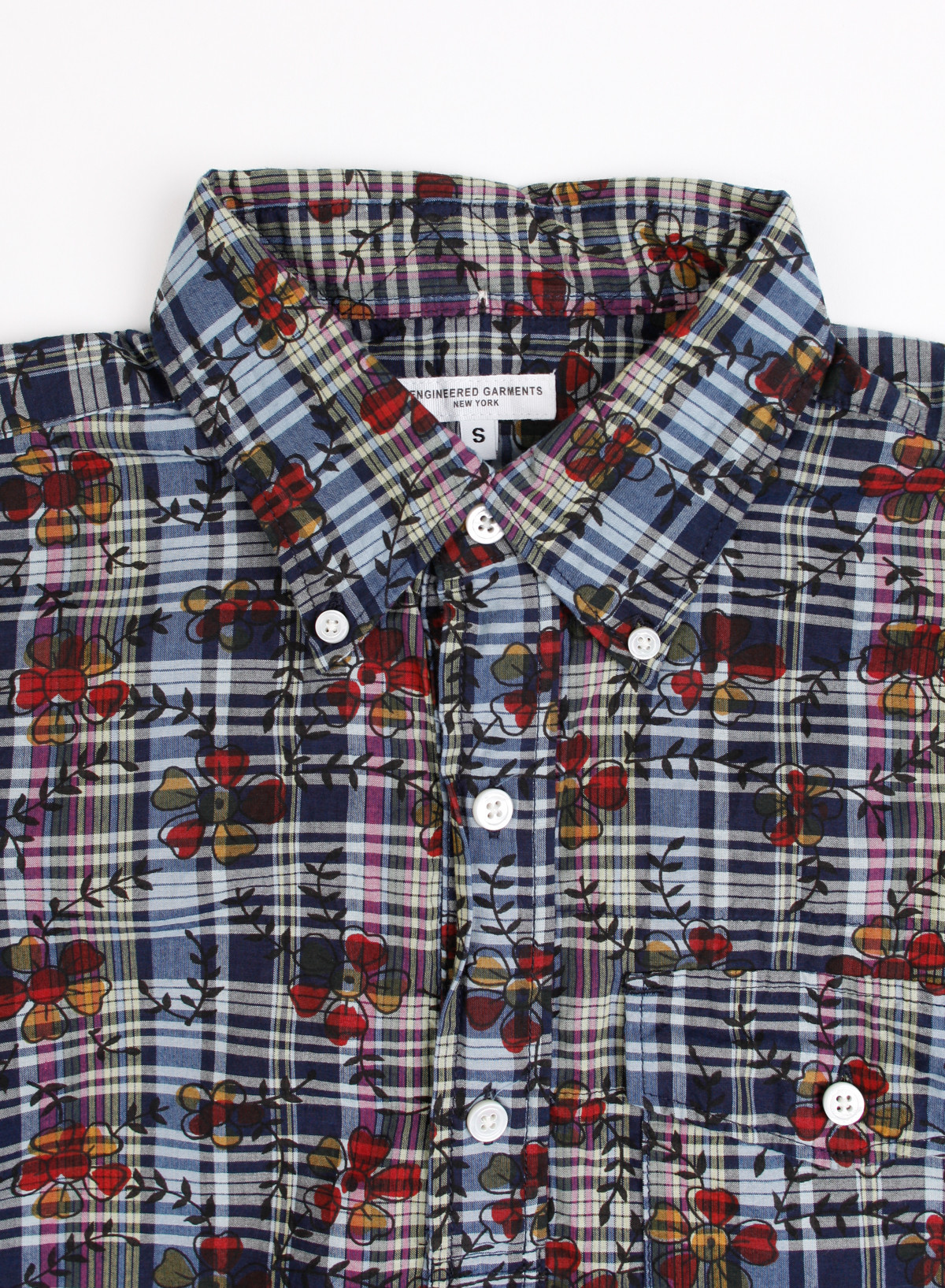 トップス ENGINEERED GARMENTS Popover Shirt Madras Popover BD Shirt – Olive Madras | Engineered Garments