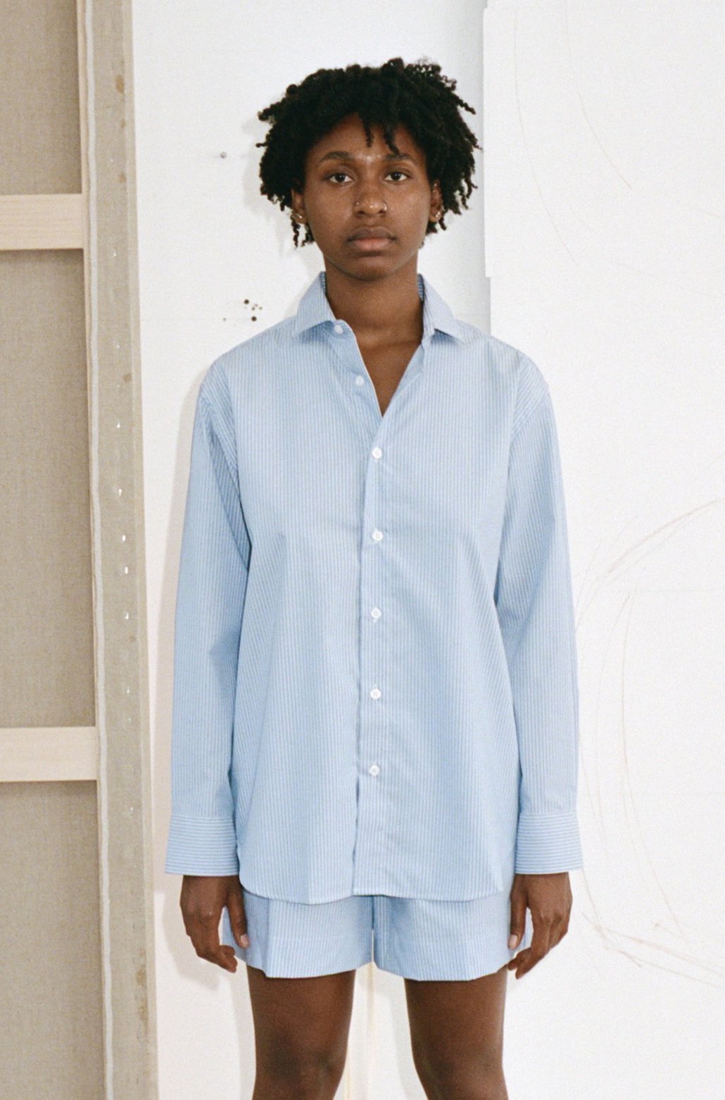 トップス baserange Ole Style Organic Cotton BASERANGE-OLE-SHIRT-IN-BLUE-