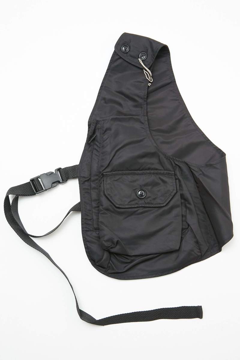Engineered Garments Shoulder Vest - Black Flight Satin Nylon Engineered Garments Shoulder Vest - Black Flight Satin Nylon