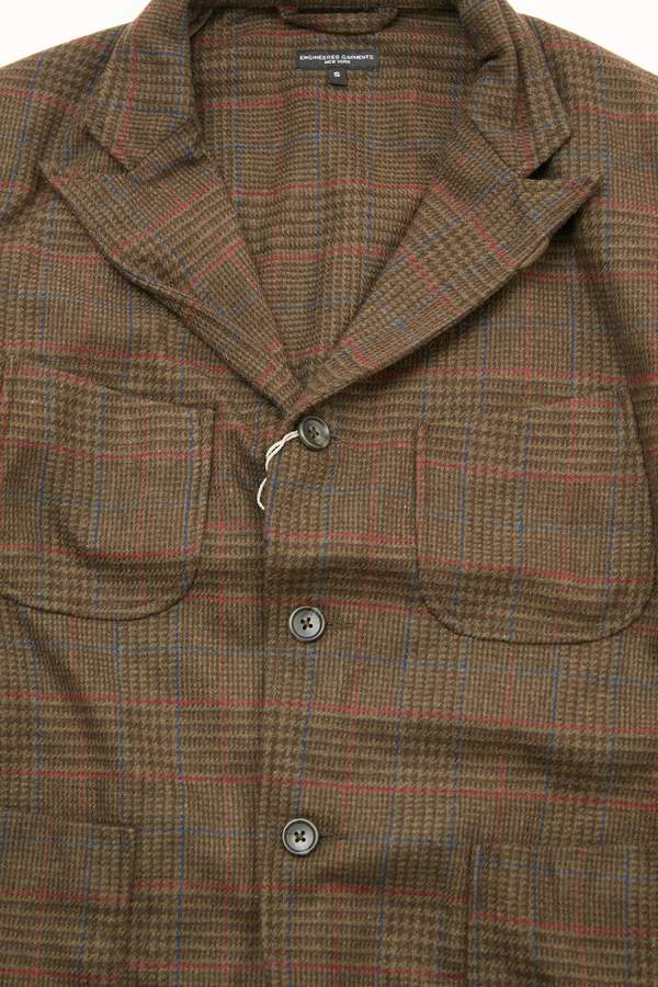 Engineered Garments NB Jacket - Olive/Brown Poly Wool Glen Plaid Engineered Garments NB Jacket - Olive/Brown Poly Wool Glen Plaid