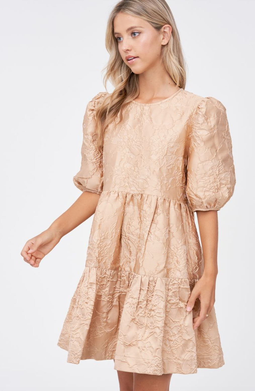 En Saison Jacquard Babydoll Dress Natural Garmentory