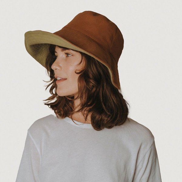 Freya Hazel Reversible Bucket Hat - Ginger/Sage | Garmentory display picture 3