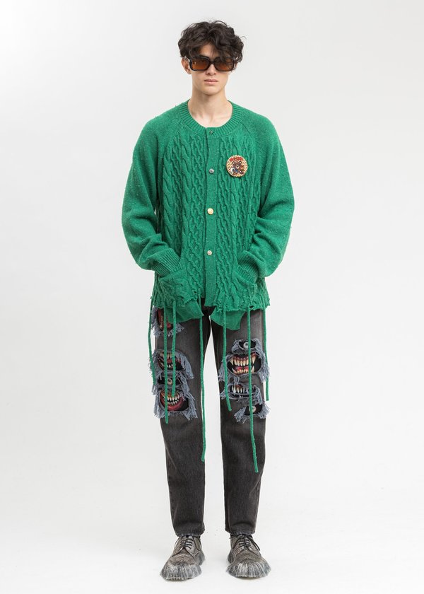 Doublet Recycle Denim Monster Repair Jeans - Black | Garmentory