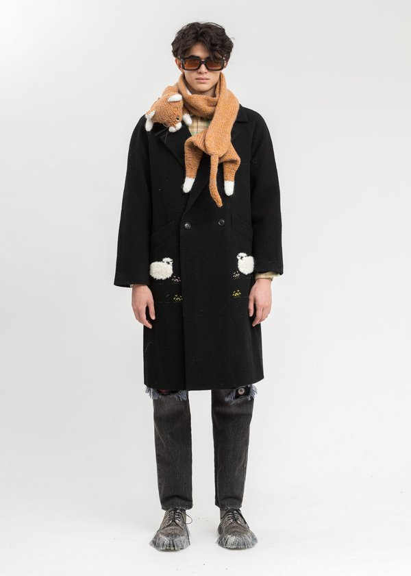 Doublet Stuffed Cat Hand-Knitting Scarf - Camel | Garmentory