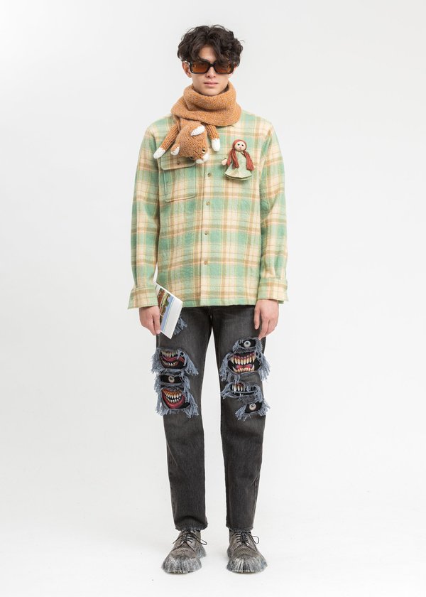 Doublet Stuffed Cat Hand-Knitting Scarf - Camel | Garmentory