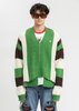 Doublet Zip Up Stripe Cardigan - Green - Thumbnail 3