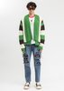 Doublet Zip Up Stripe Cardigan - Green - Thumbnail 2