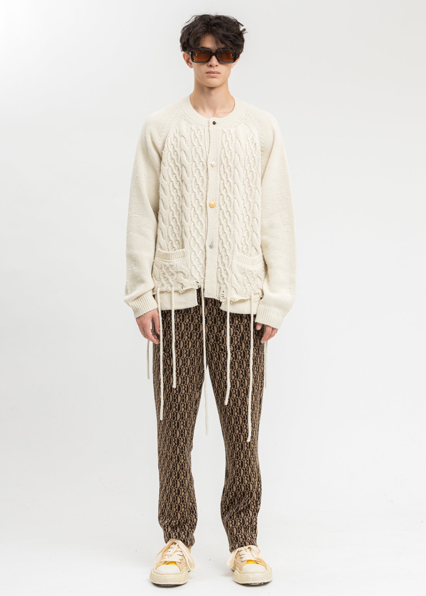 トップス doublet RECYCLE WOOLCABLE CARDIGAN IVORY Doublet Recycle Wool Cable Cardigan - Ivory | Garmentory