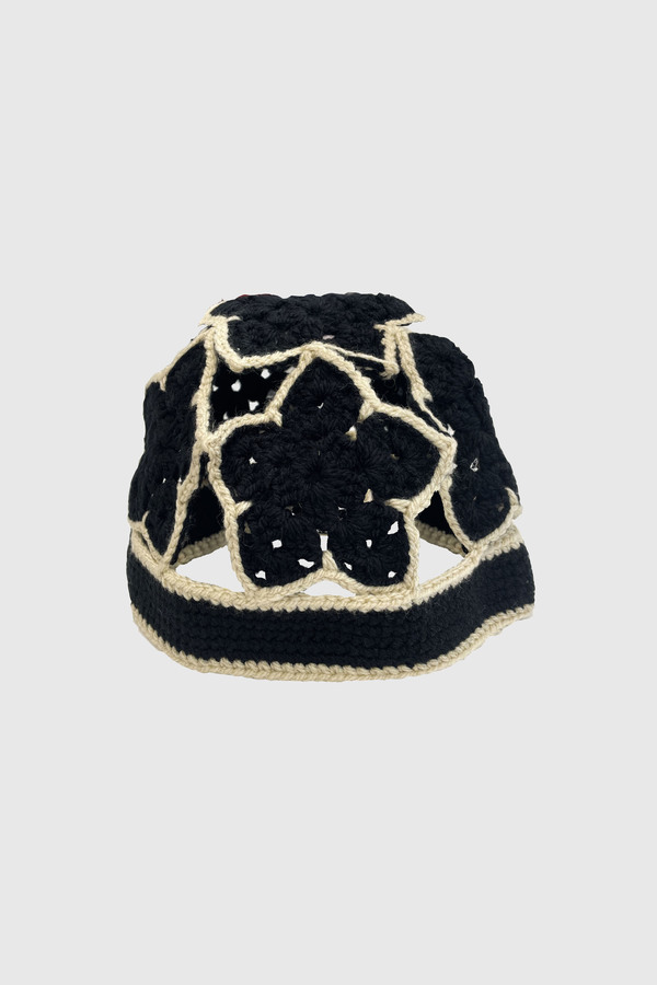 Hand Crochet Star Hat - Black