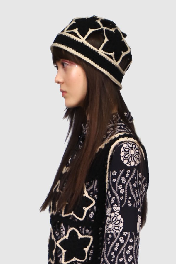 Hand Crochet Star Hat - Black Hand Crochet Star Hat - Black