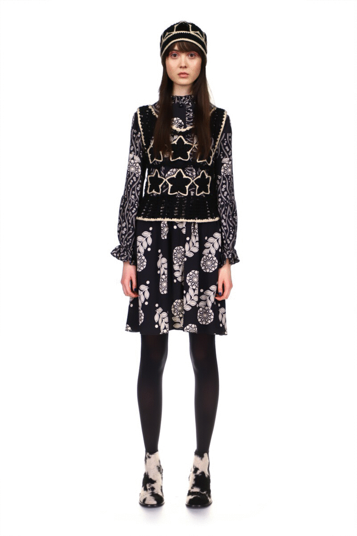 Hand Crochet Star Hat - Black - Image 4 of 5