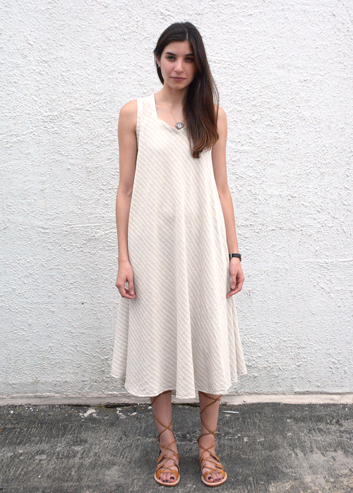 Tienda Ho Zohra Dress in Striped Linen Tienda Ho Zohra Dress in Striped Linen