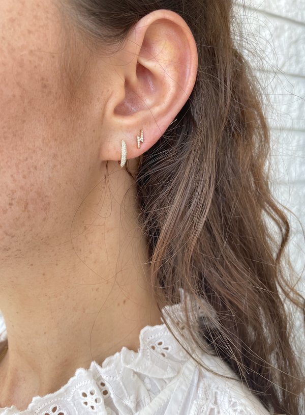 Diamond Mini Lightning Bolt Single Stud Earring - 14k Yellow  EF Collection Lightning Bolt Earrings main image 0
