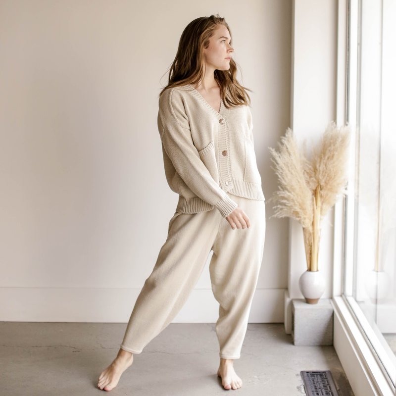 Cordera Cotton Knit Pants - Silver Green | Garmentory