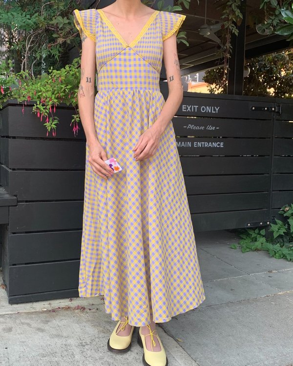 Find Me Now Roux Pintuck Midi Dress - Yellow/Lavender | Garmentory