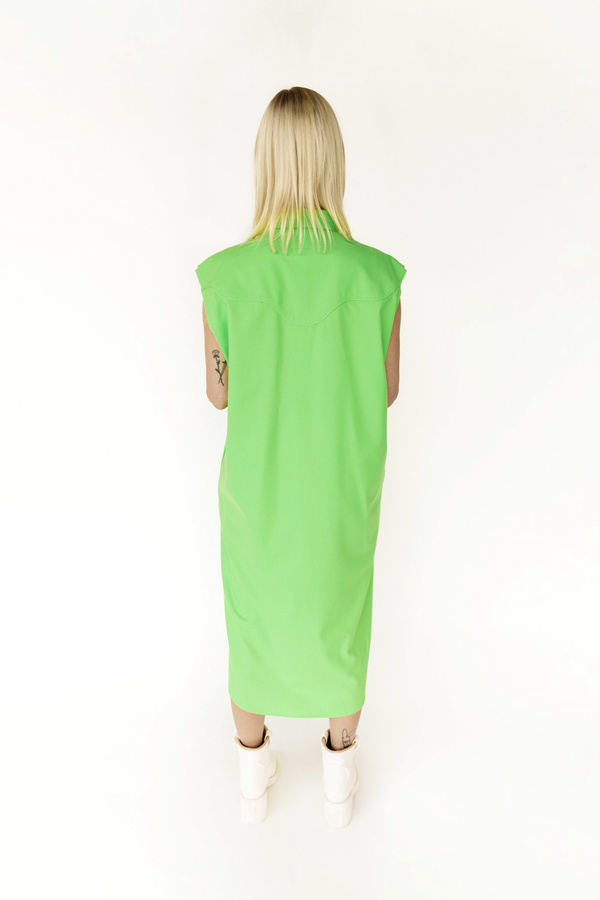 MM6 Maison Margiela Western Sleeveless Shirt Dress - Neon Green | Garmentory