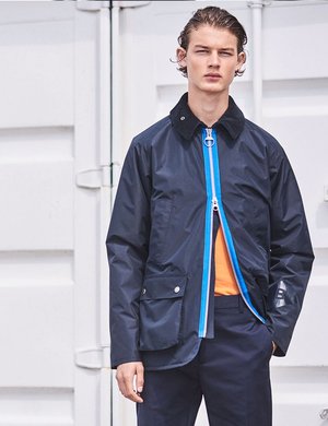 Barbour x Wood Wood Kilde Wax Jacket - Navy Blue | Garmentory