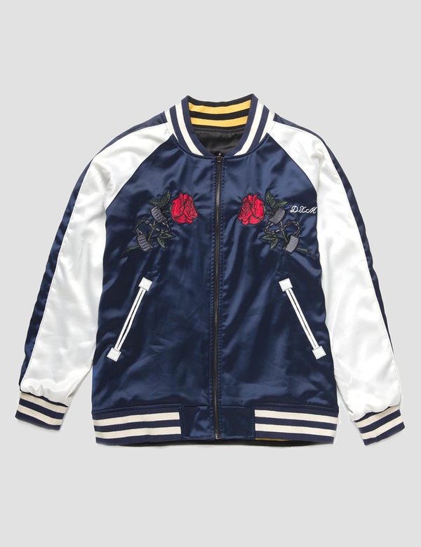 Deus Ex Machina Souvenir Bomber Jacket - Black/Navy | Garmentory