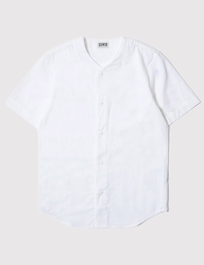 KODAK☆Breeze Light Seersucker Baseball Shirt Edwin French Seersucker Baseball Shirt - White | Garmentory