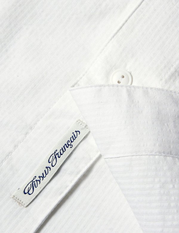 Edwin French Seersucker Baseball Shirt - White | Garmentory