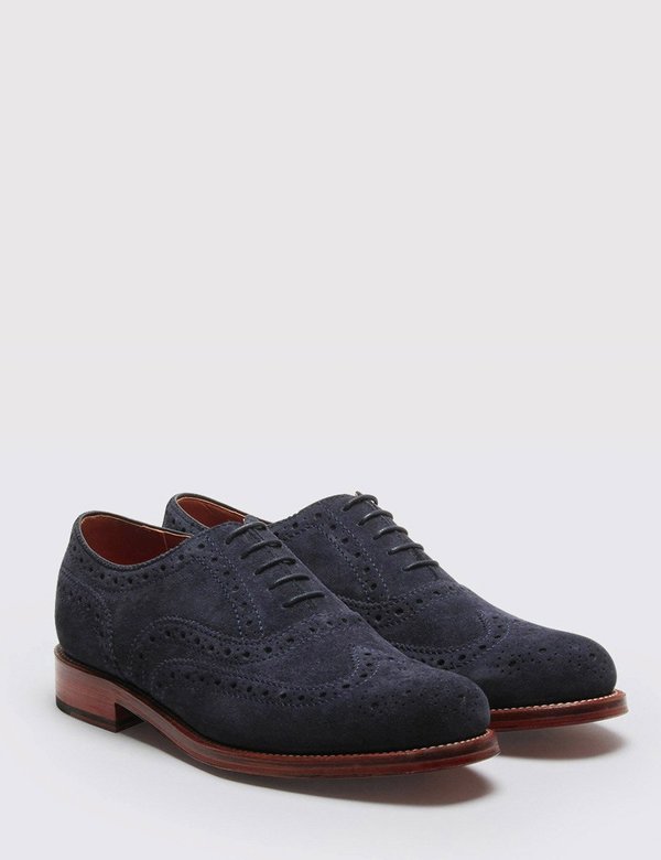 Grenson Stanley Suede Shoes - Navy Suede | Garmentory