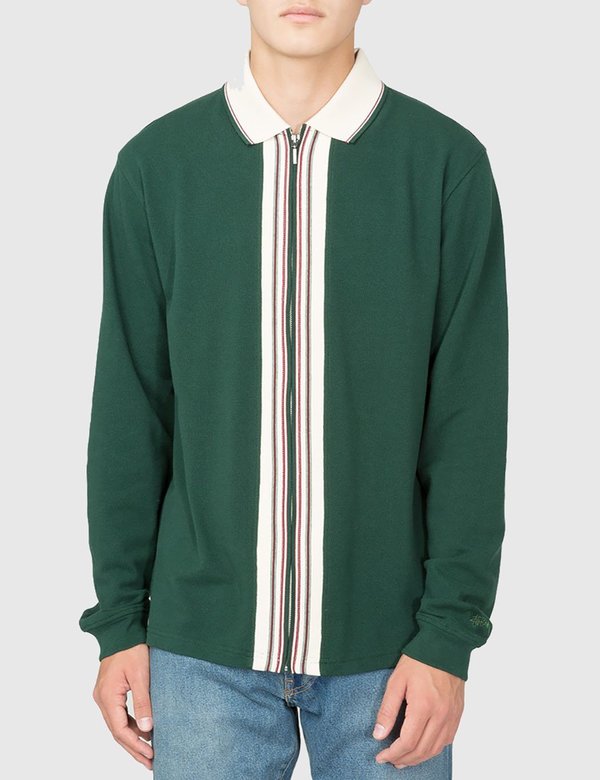 Stussy Full-Zip Polo Shirt - Forest Green | Garmentory