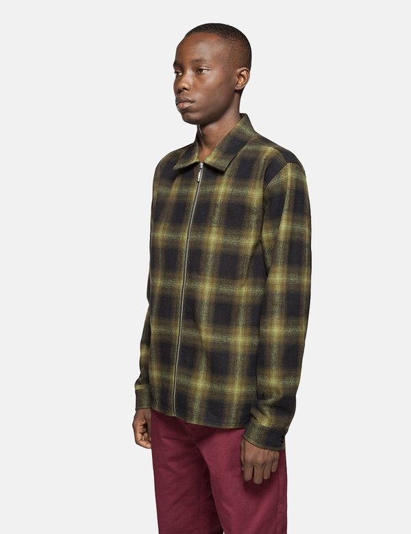 Stussy Zip Up Shadow Plaid Long Sleeve Shirt - Green | Garmentory