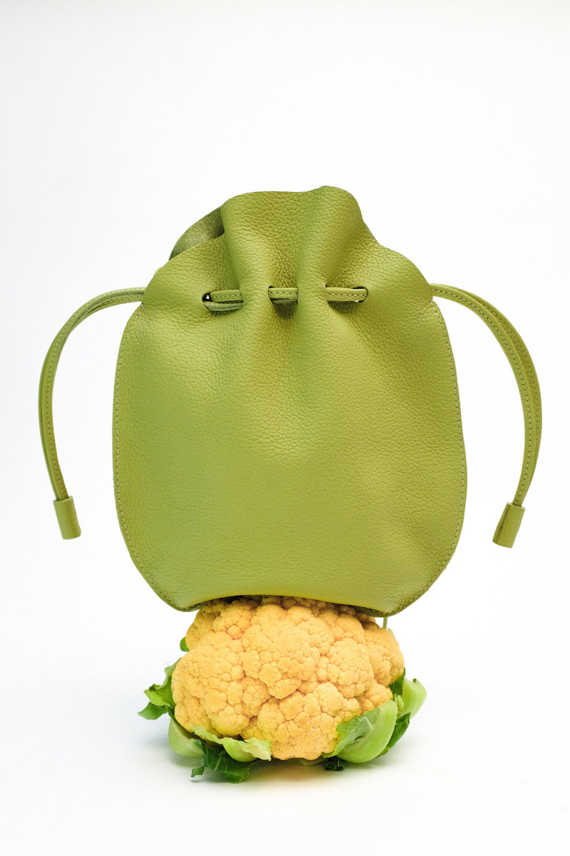 Hannah Emile Drawstring Leather Purse Egg Purse - Wasabi | Garmentory 