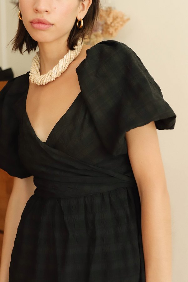 ASTR The Label Puff Sleeve Midi Dress - Black | Garmentory