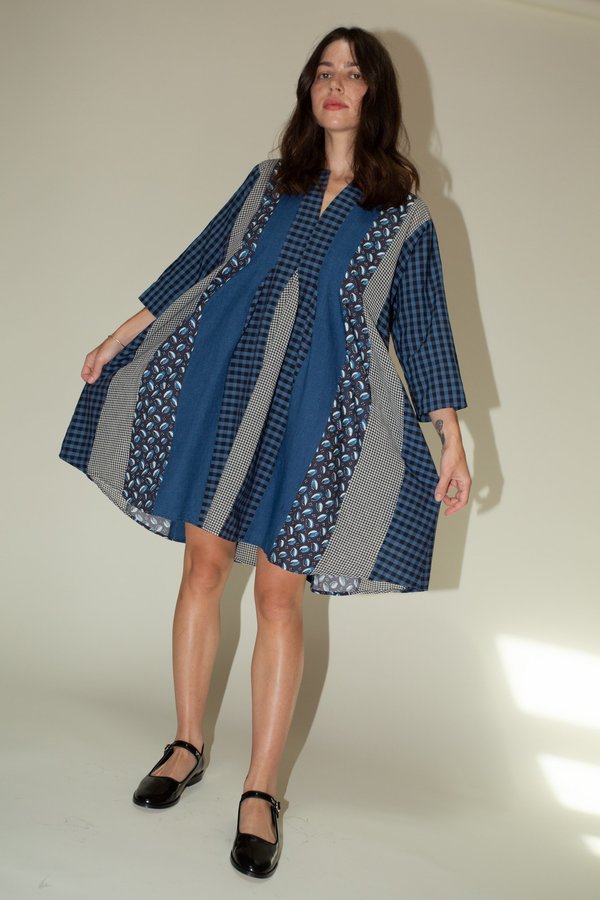 Caron Callahan Aria Dress - Mixed Indigos | Garmentory